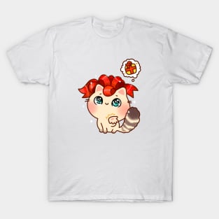 Give Me a Present Christmas Cat T-Shirt